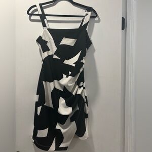 Express Black and White Asymmetrical Dress